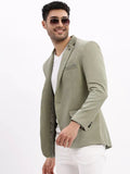 Men's Sea Green Single Breasted Notched Lapel Collar Casual Blazer