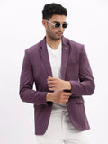 Men's Violet Slim-Fit Single Breasted Notched Lapel Collar Cotton Casual Blazer