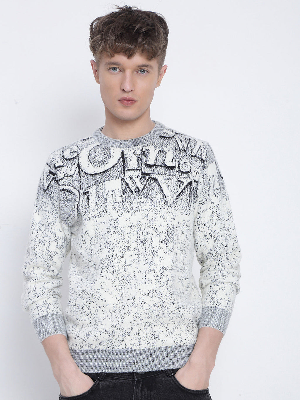 Men's Grey Typography Sweater
