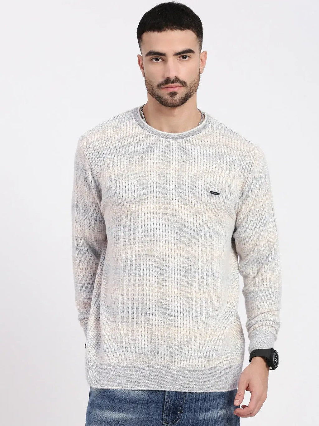 Men's Grey Geometric Sweater