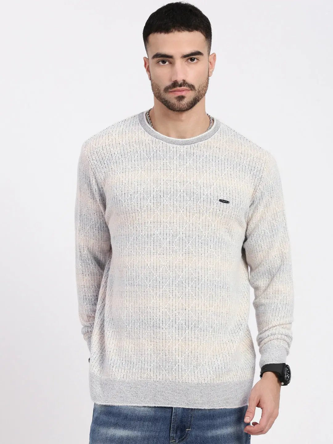 Men's Grey Geometric Sweater