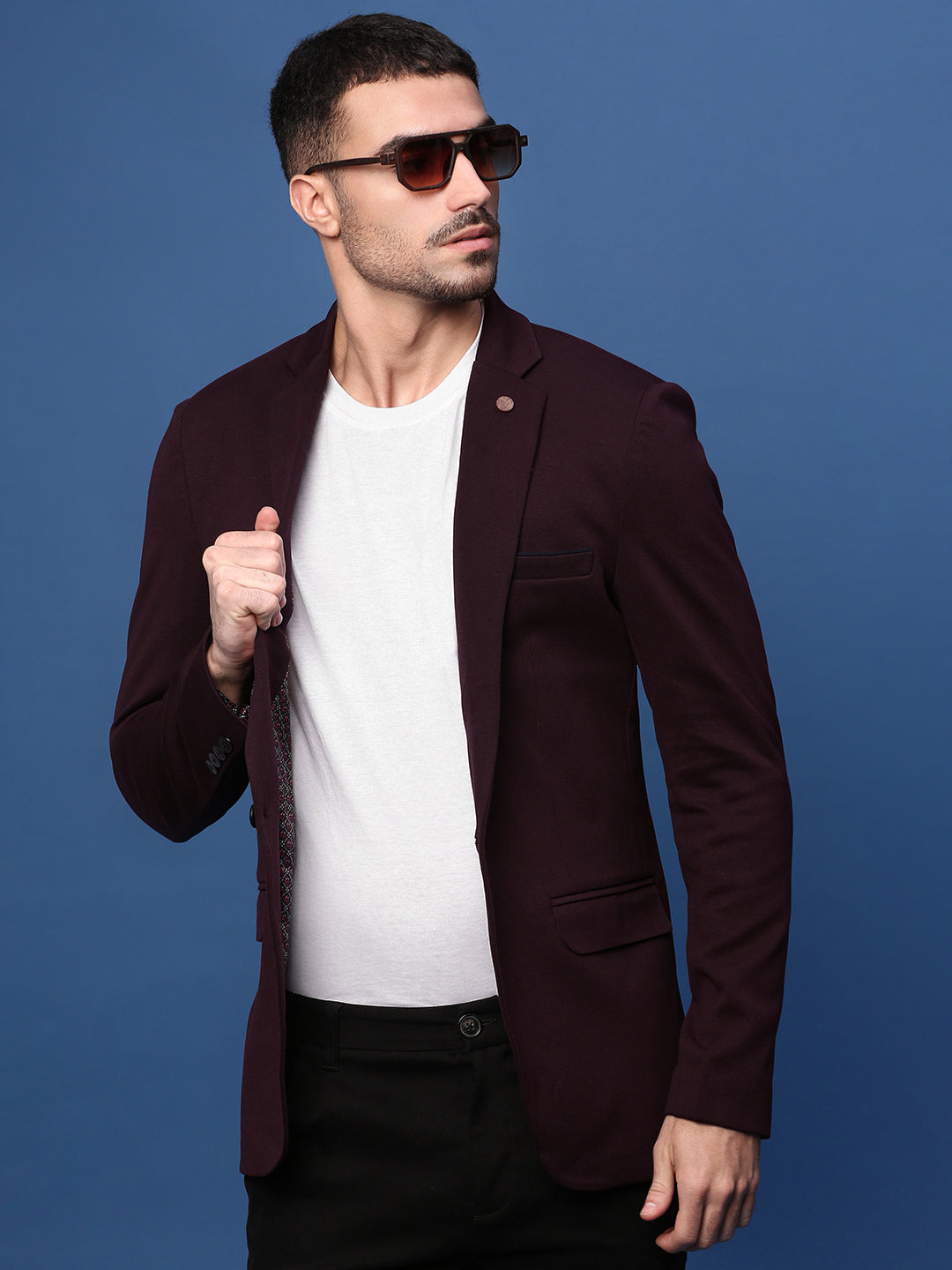 Men's Purple Slim Fit Single Breasted Blazer