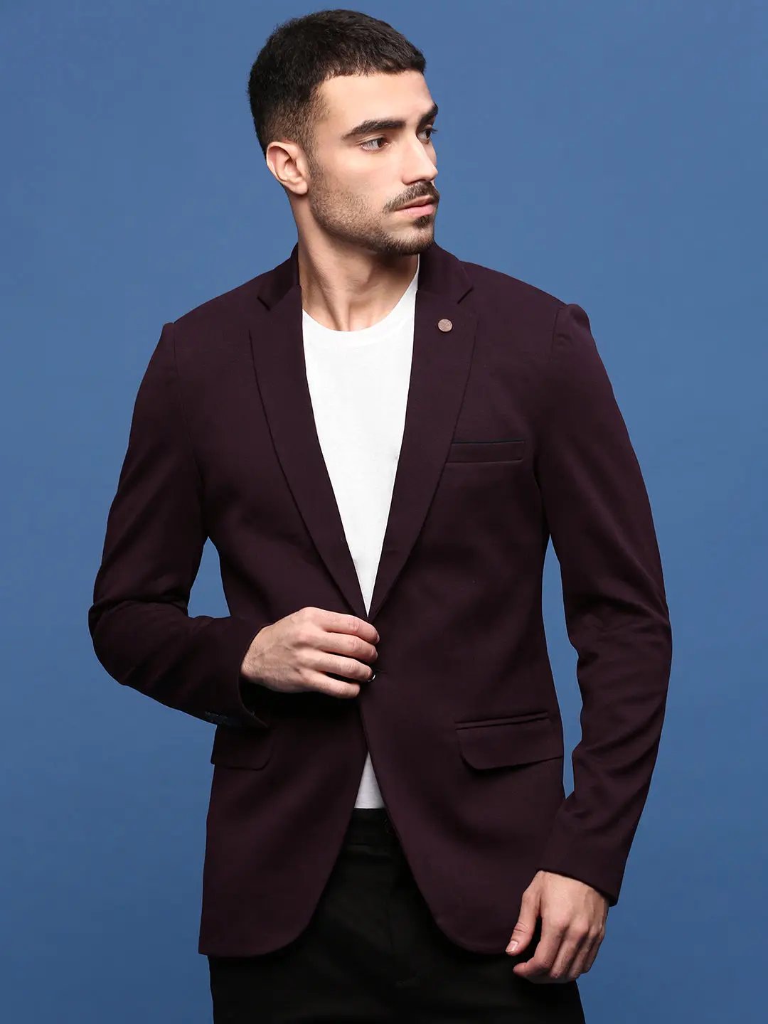 Men's Purple Slim Fit Single Breasted Blazer