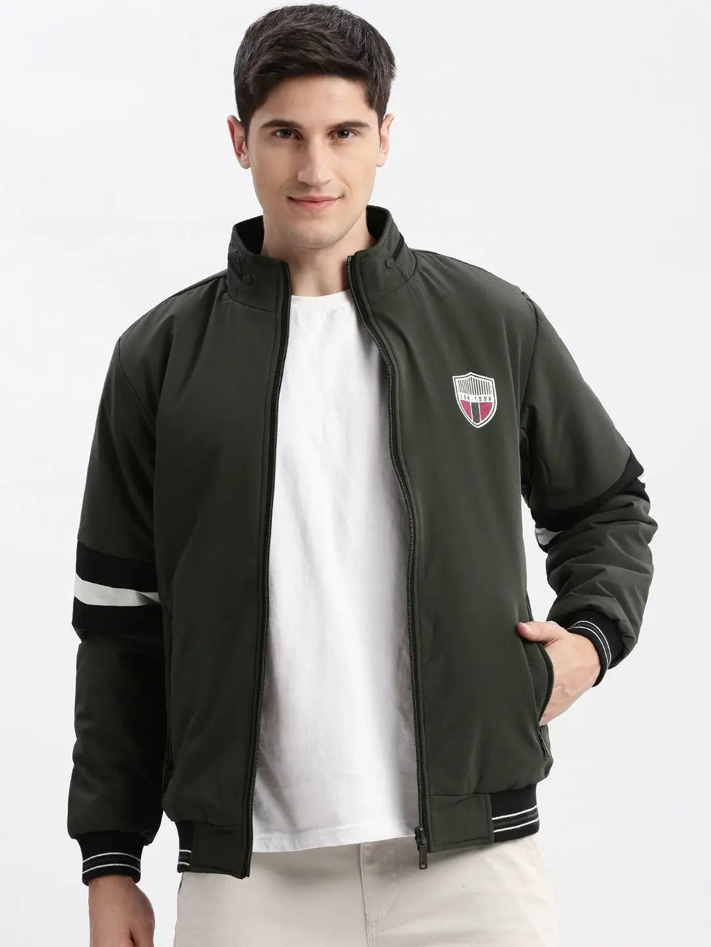 Men's Olive Rapid-Dry Reversible Bomber Jacket