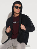 Men's Black Zip-Up Hoodie with Pocket
