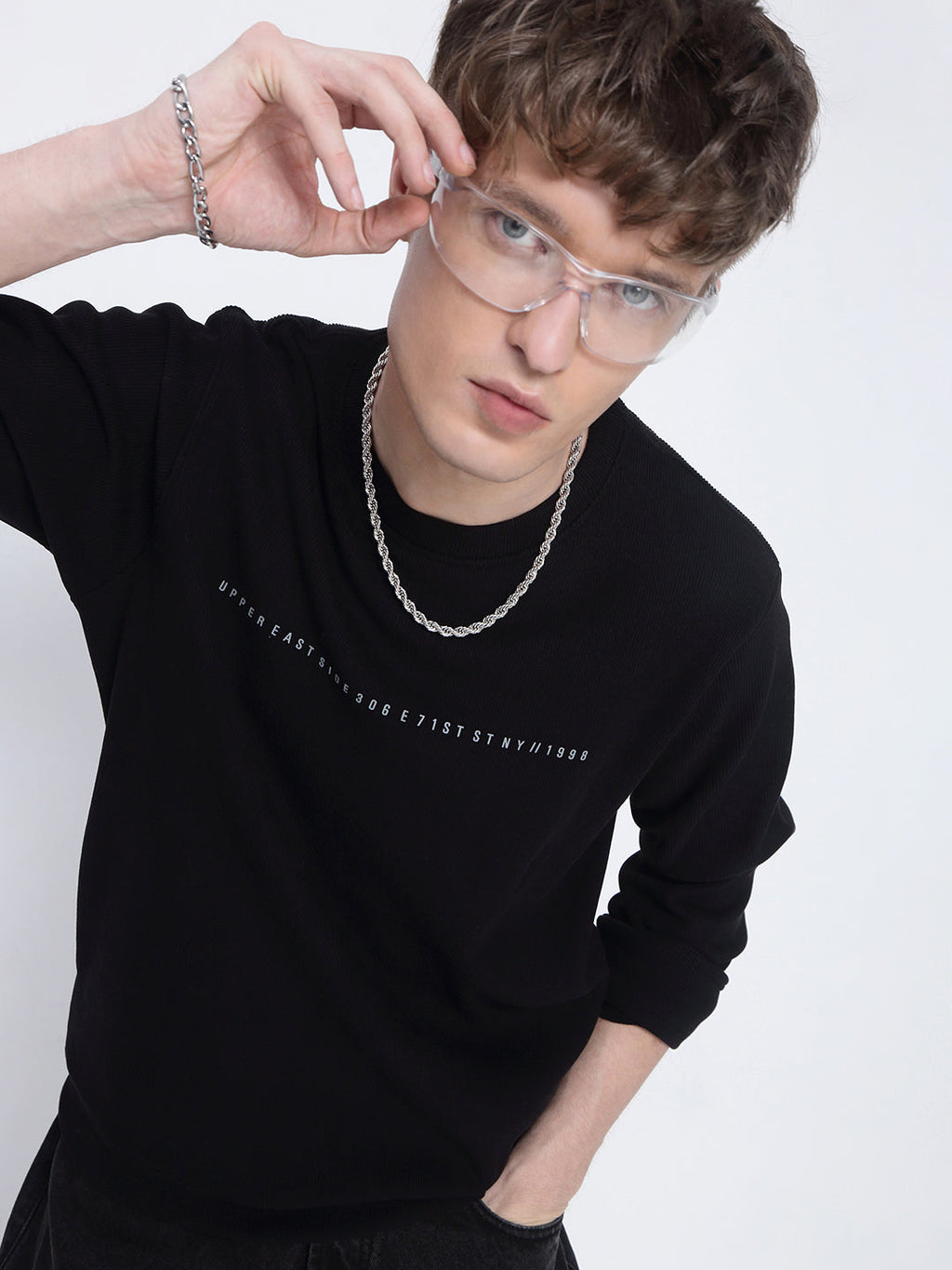 Men's Typography Printed Black Sweatshirt