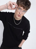 Men's Typography Printed Black Sweatshirt