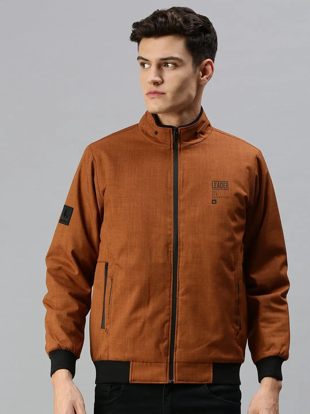 Men's Mustard Solid Bomber Jacket