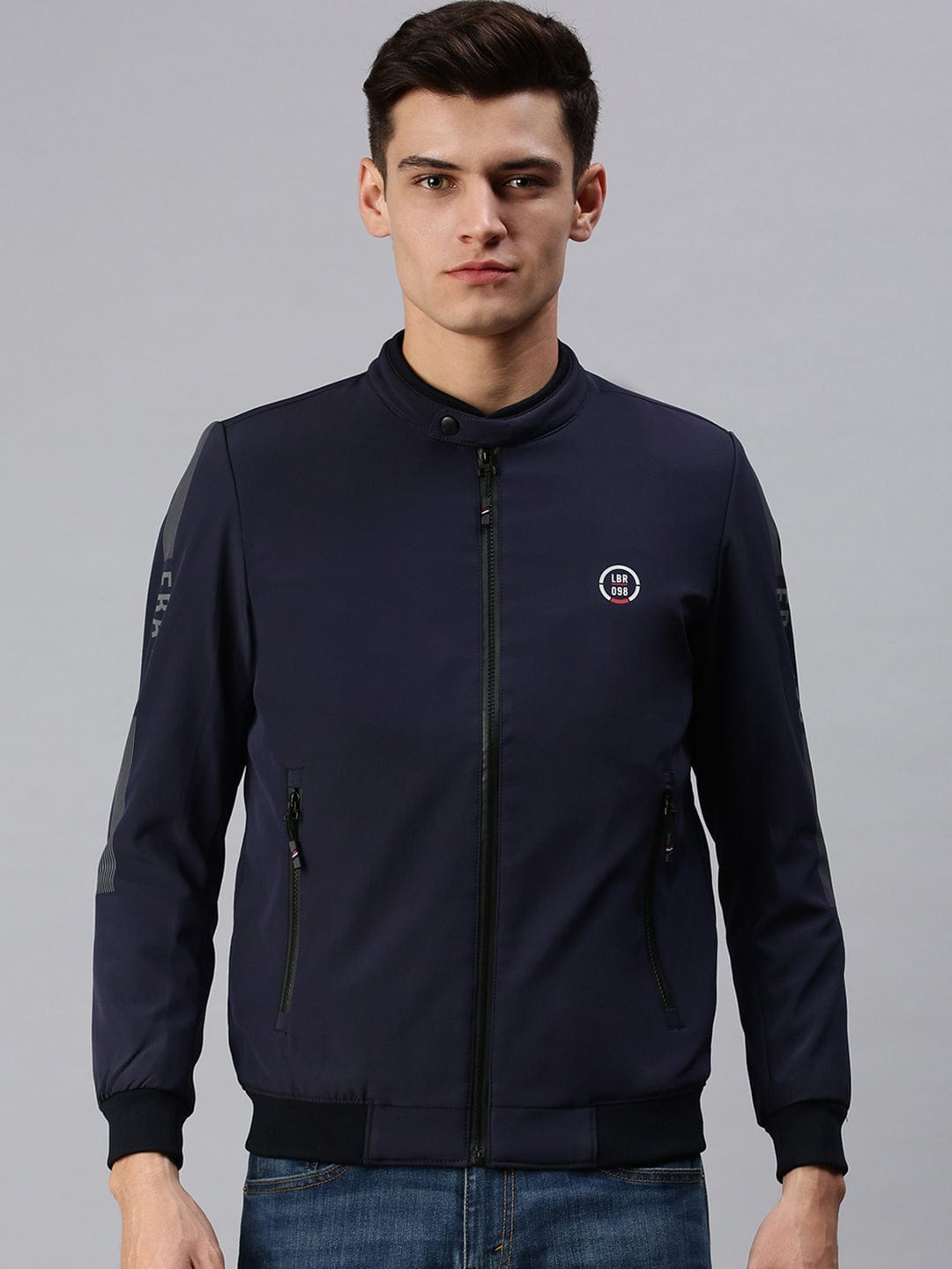 Men's Printed Blue Sporty Jacket