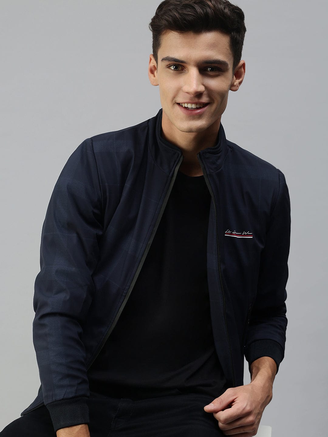 Men's Solid Blue Sporty Jacket