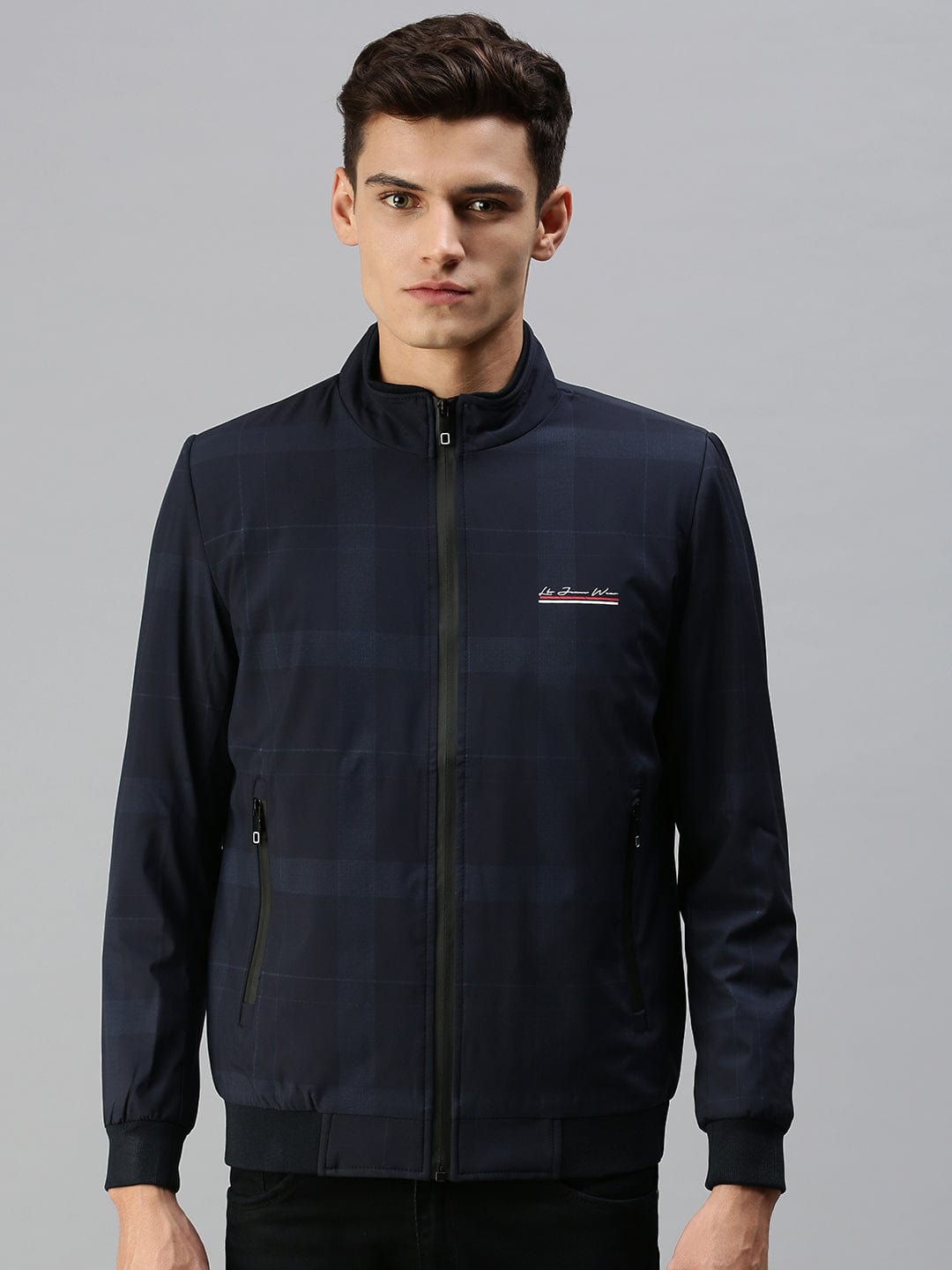Men's Solid Blue Sporty Jacket