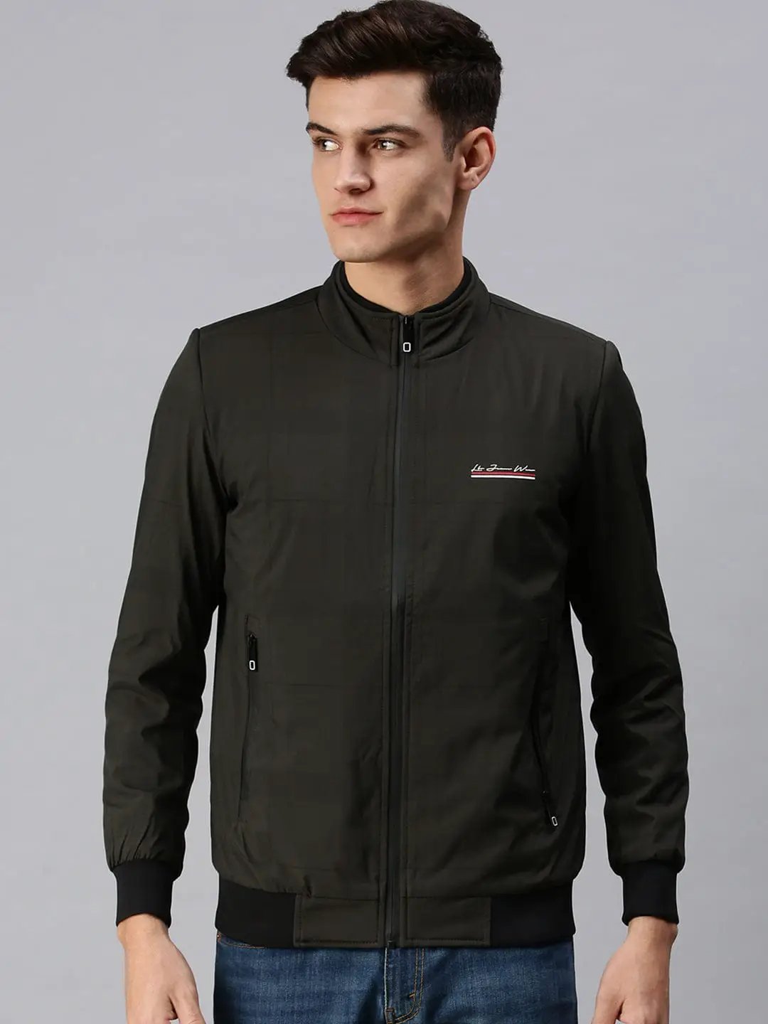 Men's Checked Green Sporty Jacket