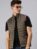Men's Hooded Solid Brown Padded Jacket