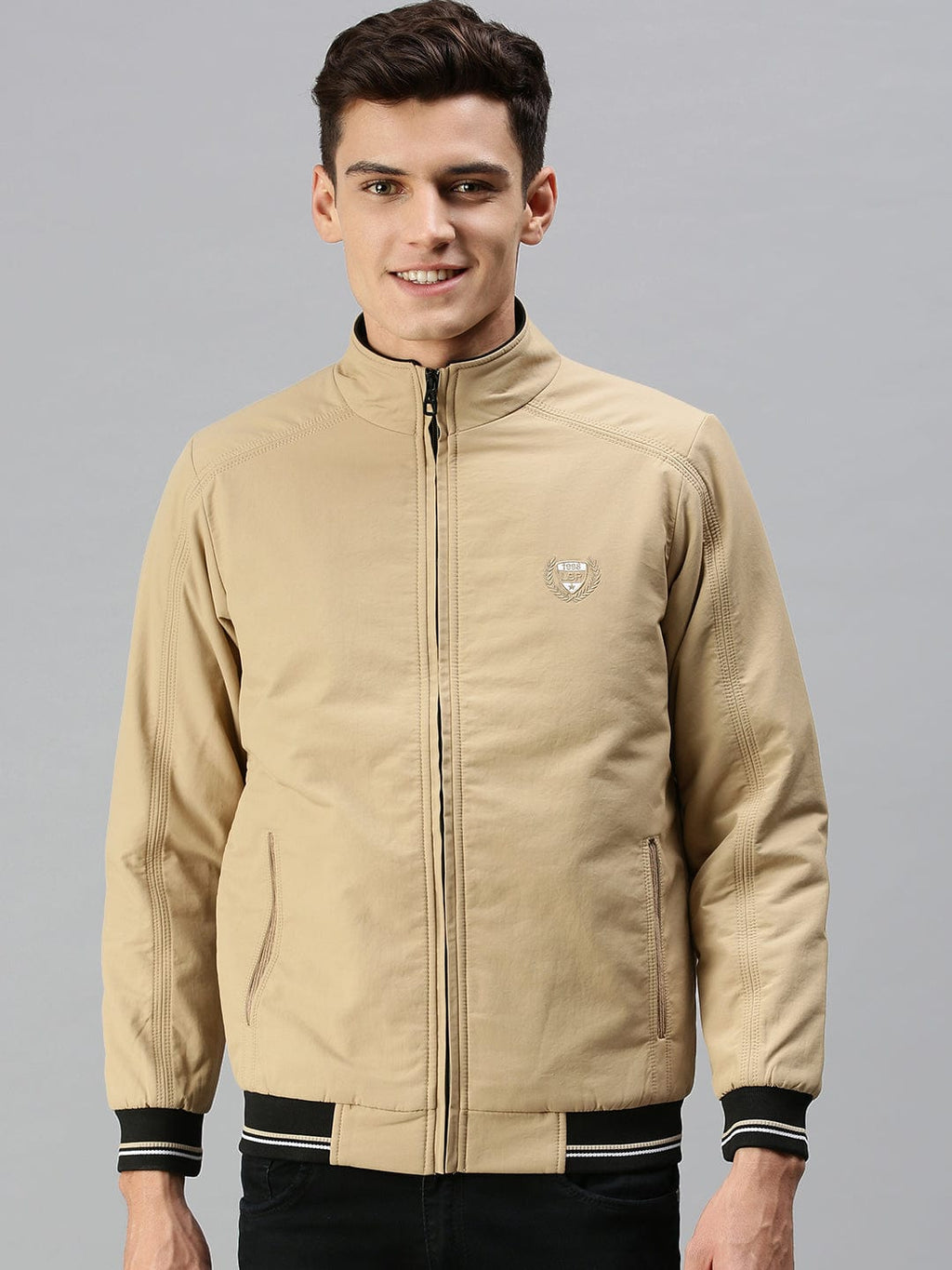 Men's Beige Bomber Jacket