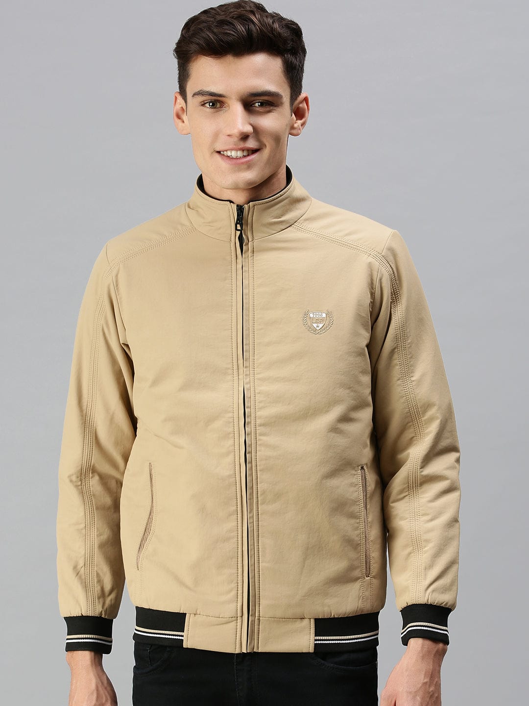 Men's Beige Bomber Jacket