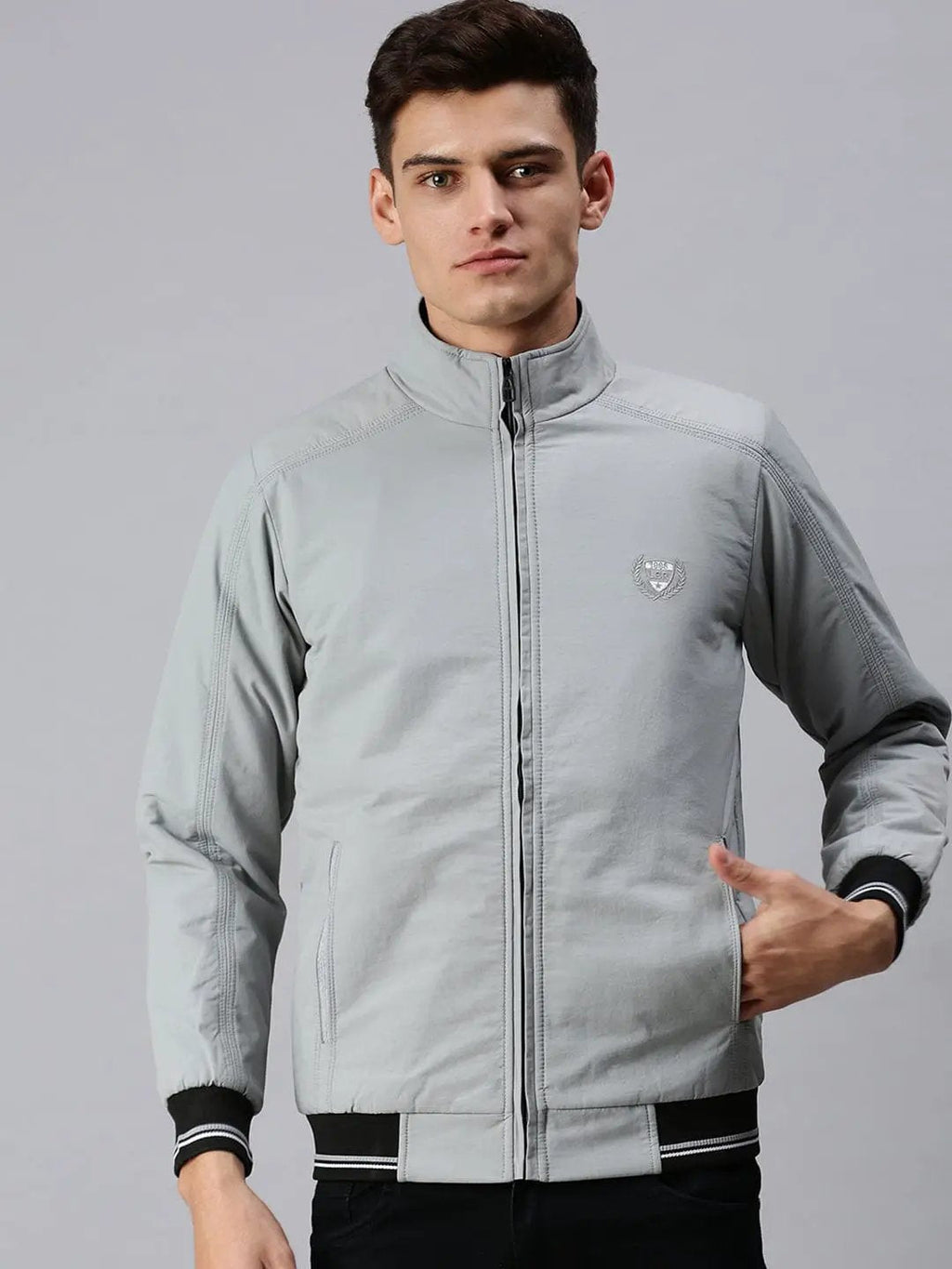 Men's Grey Bomber Jacket