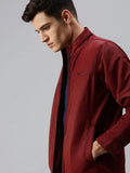 Men's Maroon Solid Tailored Jacket