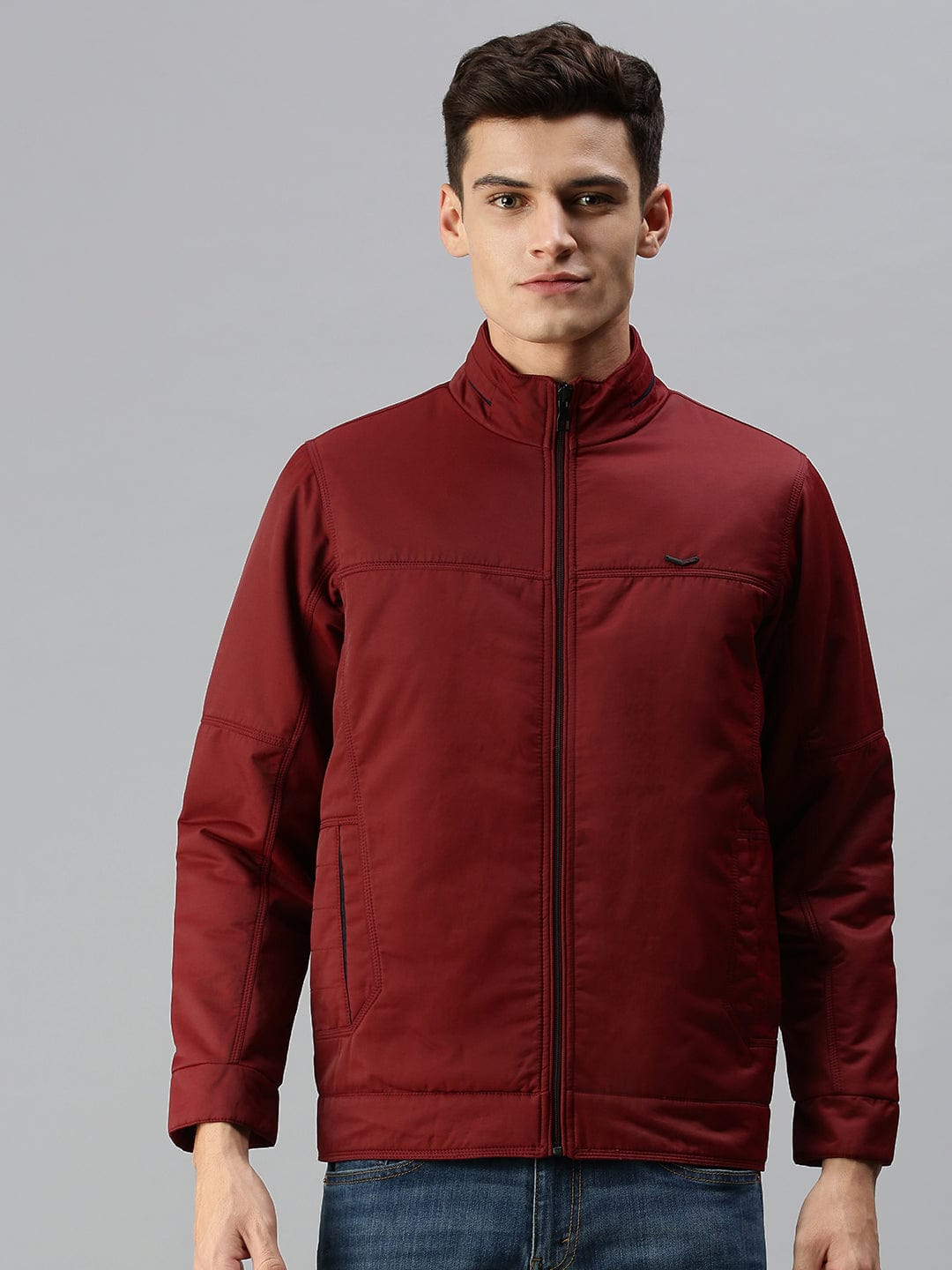 Men's Maroon Solid Tailored Jacket