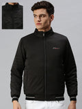 Men's Black Camouflage Reversible Puffer Jacket with Patchwork