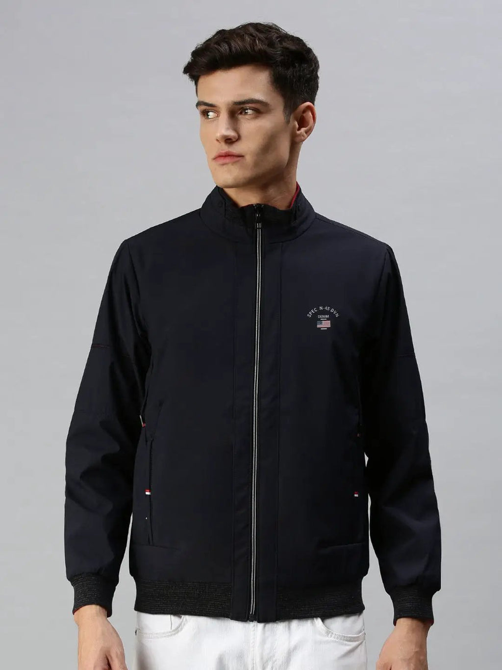 Men's Solid Blue Open Front Jacket