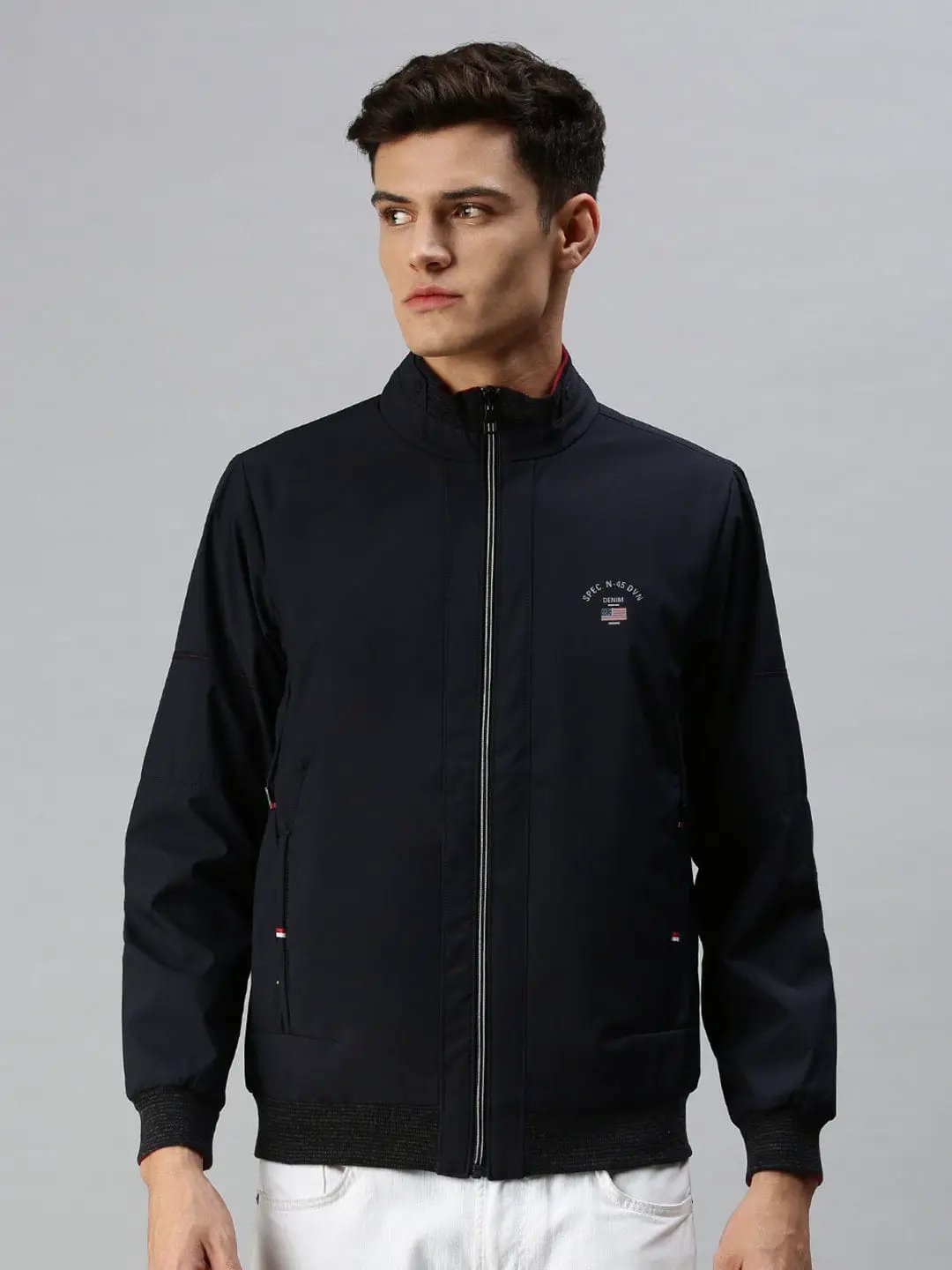 Men's Solid Blue Open Front Jacket
