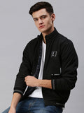 Men's Printed Black Open Front Jacket