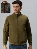 Men's Printed Green Open Front Jacket