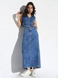 Women's Blue Solid Denim Co-Ords Set