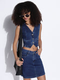 Women's Solid Navy Blue Co-Ords Set