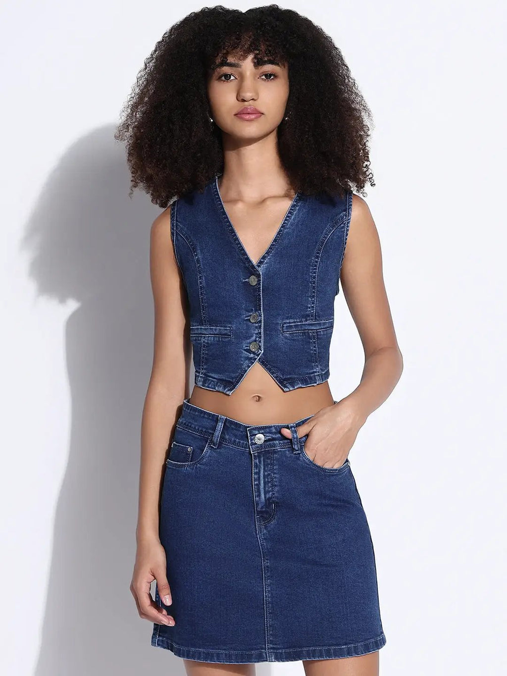 Women's Solid Navy Blue Co-Ords Set