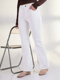 Women's Solid White Raw Hem Bootcut Jean