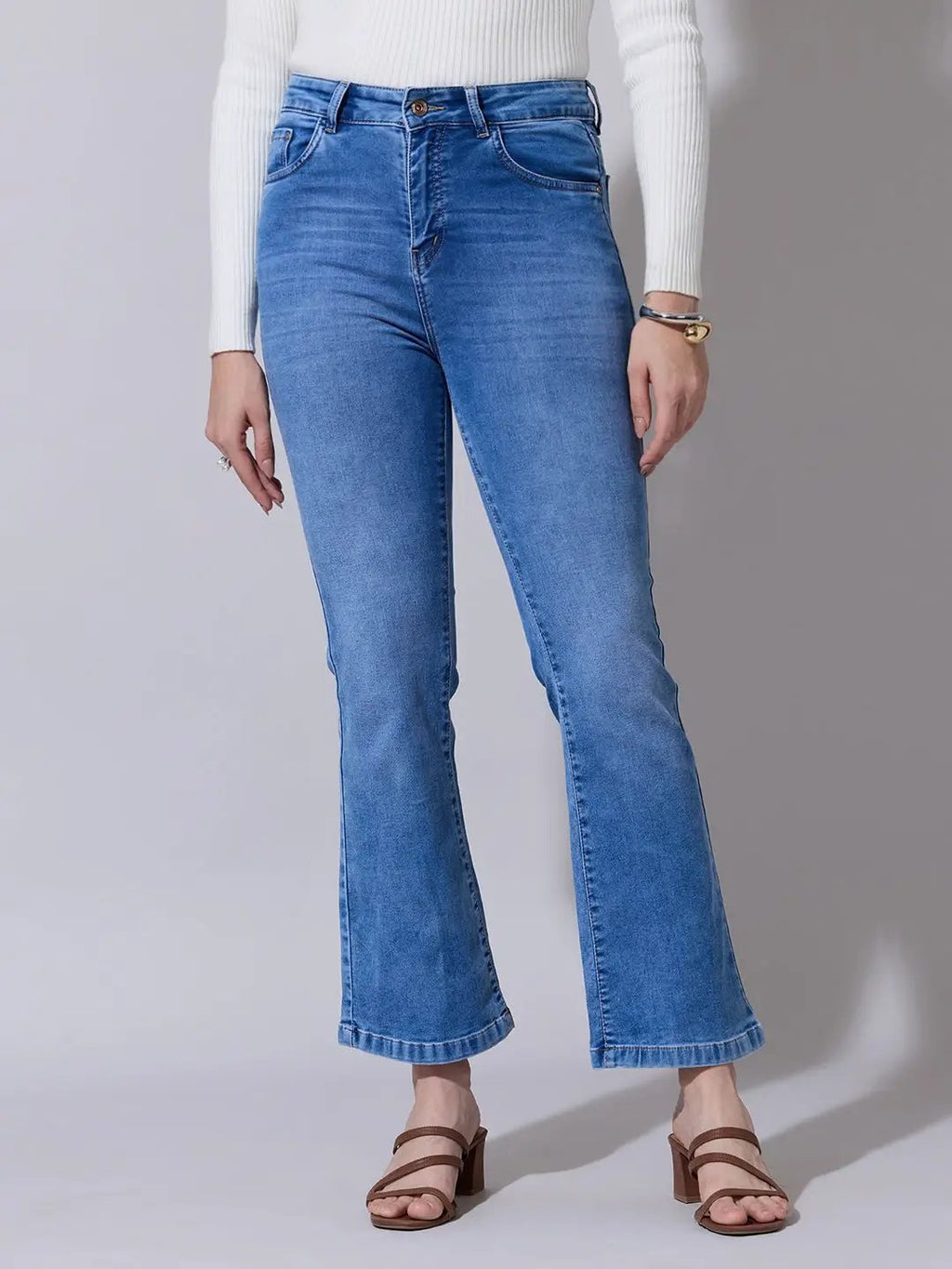 Women's Flared Blue High Waist Jeans