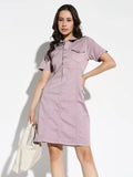 Women's Purple Denim Shirt Dress