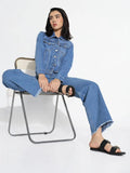 Women's Blue Solid Denim Co-ords Set