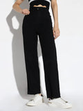 Women's Black Cotton Comfort Straight Fit Acid Wash Stretchable Jeans
