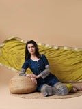 Women's Straight Sequinned Blue Kurta Set with Dupatta