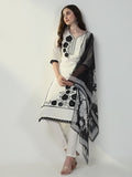Women's Ethnic Solid Off White Straight Kurta Set with Dupatta