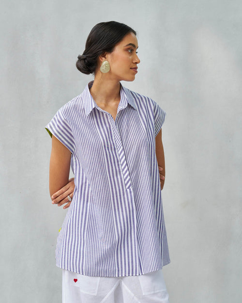 Daisy Top - Purple & White