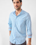 Ross Shirt - Blue & White Stripes