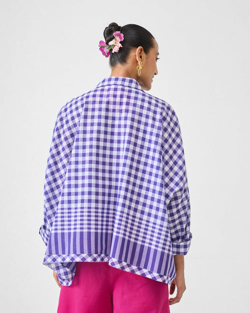 Anna Top - Purple & White Checks