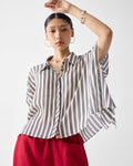 Asymmetrical Hem Top - Ivory & Charcoal Print
