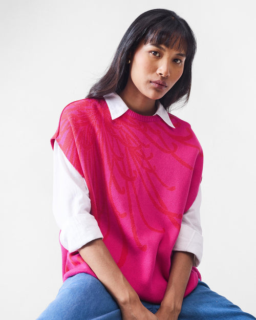 Blooming Sweater - Fuchsia & Red