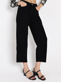 Women's Black High-Waist Wide Leg Jeans