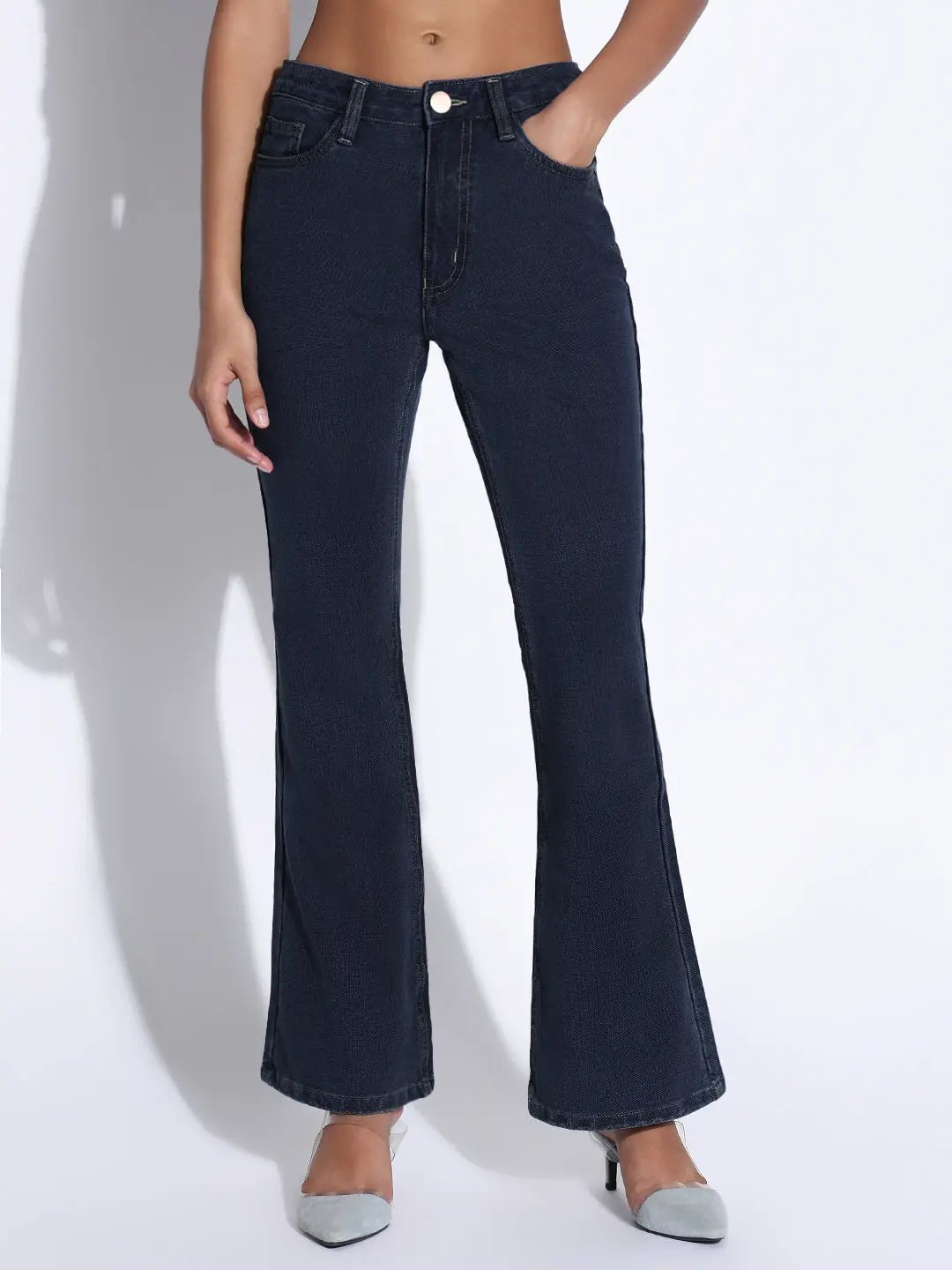 Women's Navy Blue Flared Jeans