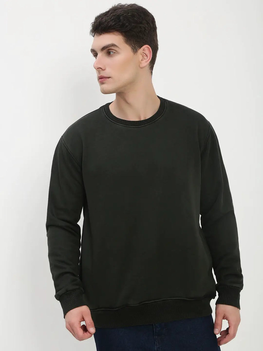 Men's Olive Solid Sweatshirt