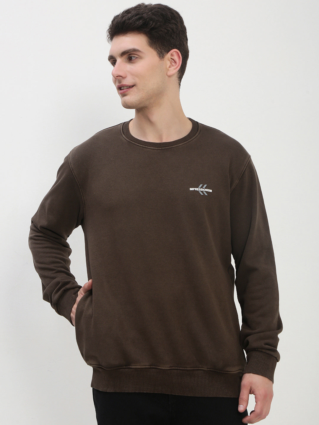 Men's Brown Solid Sweatshirt