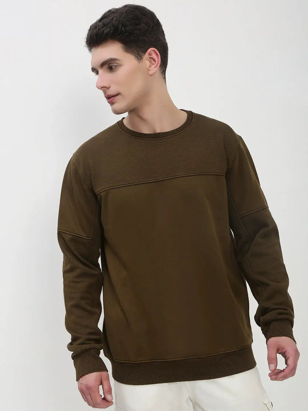 Men's Olive Solid Sweatshirt