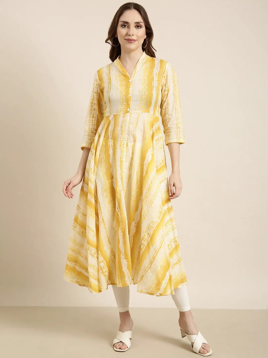 Women's Anarkali Yellow Embellished Kurta
