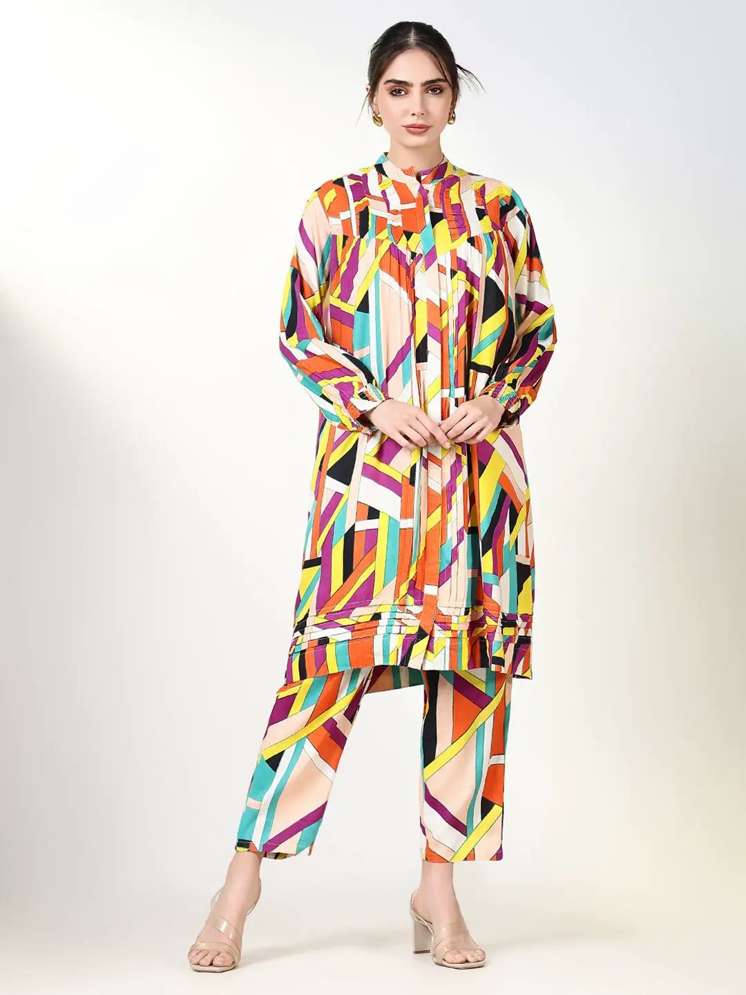 Women's Abstract Multi A Line Kurta Set