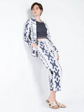 Women's Navy Blue Solid Co-Ords Set with Blazer